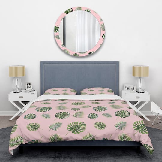 Designart 'Palm Tropical leaves pattern.' Mid-Century Duvet Cover Set